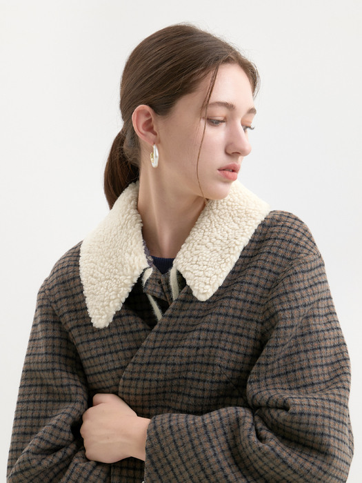 SHEARING COLLAR HANDMADE COAT-CHECK