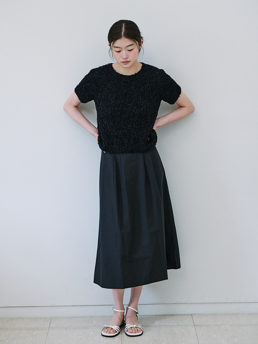 COTTON LONG SKIRT_BLACK