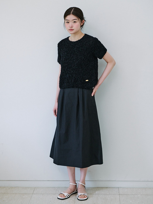 COTTON LONG SKIRT_BLACK