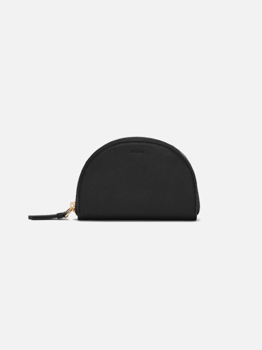 Half moon card zip wallet Black