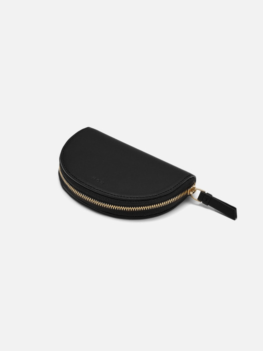 Half moon card zip wallet Black