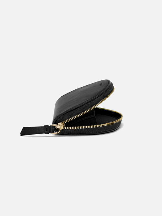 Half moon card zip wallet Black