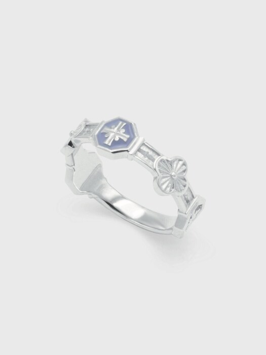 Cross angle flower miss ring