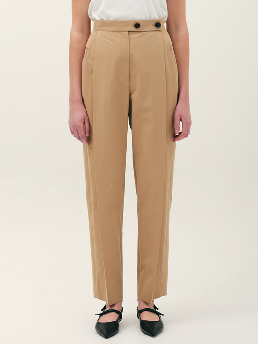 cropped tuck round pants_beige