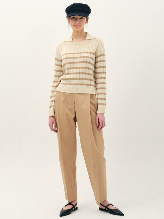 cropped tuck round pants_beige