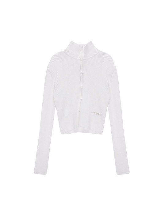 AIRY BUTTON COLLAR CARDIGAN IN WHITE