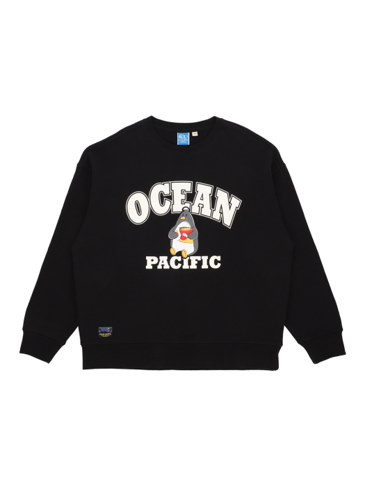 OCEAN PENGUIN ARCH LOGO SWEAT SHIRT [BLACK]