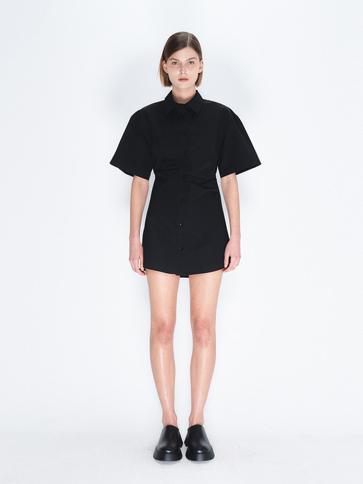 LOGO DETAIL SHIRT DRESS (BLACK)