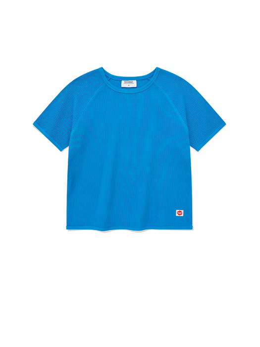 우먼 와플 레글런 티셔츠 블루