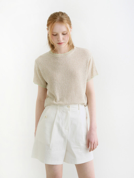 Coloring point half knit - beige