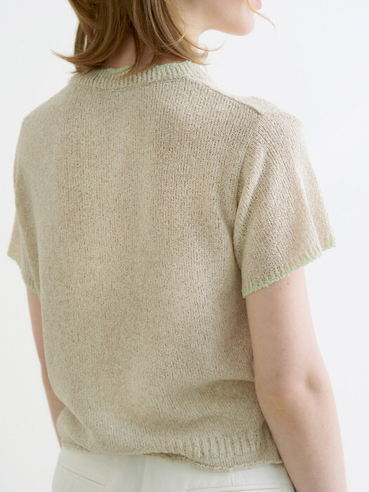 Coloring point half knit - beige