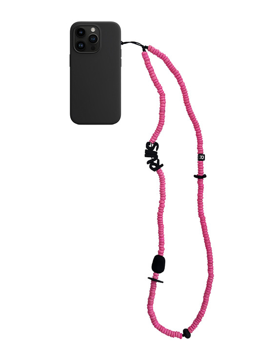 nature beads crossbody  phone strap pink