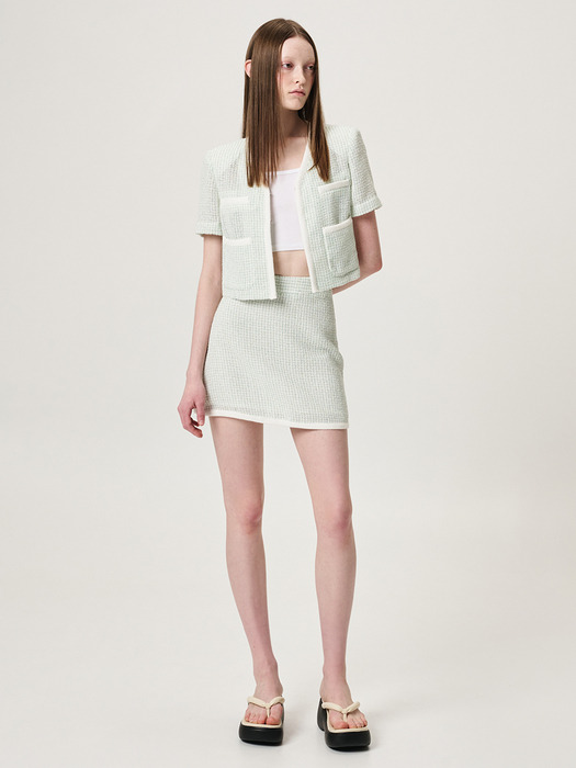 Summer Tweed Mini Skirt, Mint