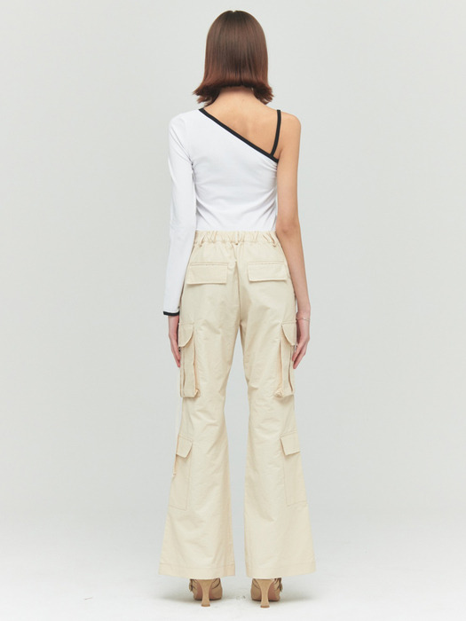 STRAP CARGO PANTS, IVORY