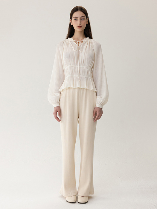 킨더살몬]FW23 Shirring Blouse Ivory