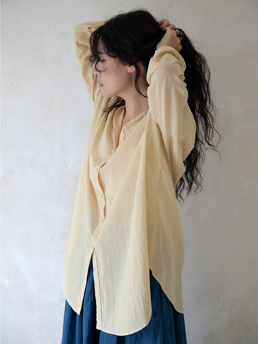 Avril button blouse - cream yellow 아브릴 버튼 블라우스_크림옐로우