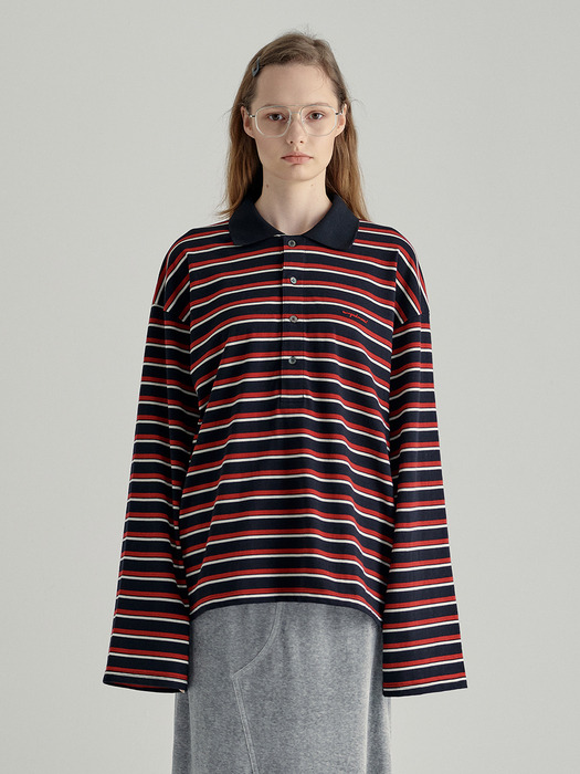 STRIPED POLO T-SHIRT_red stripe