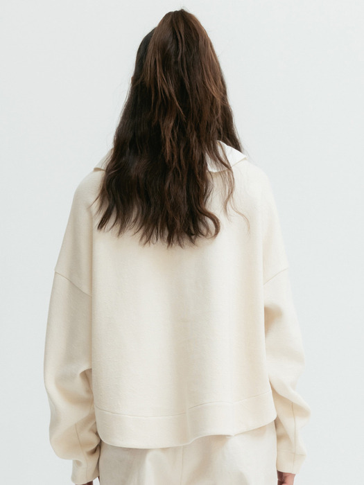 Via Cotton collar sweat shirt (Ivory)