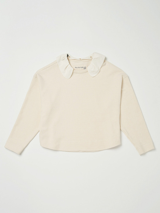 Via Cotton collar sweat shirt (Ivory)