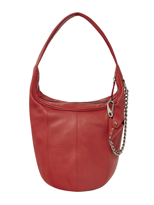 LEATHER MOTO HOBO, RED