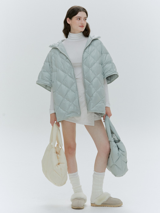 OVERFIT QUILTED GOOSE DOWN PONCHO [5COLORS]