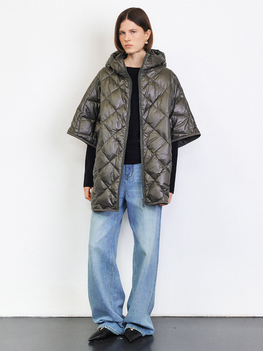 OVERFIT QUILTED GOOSE DOWN PONCHO [5COLORS]