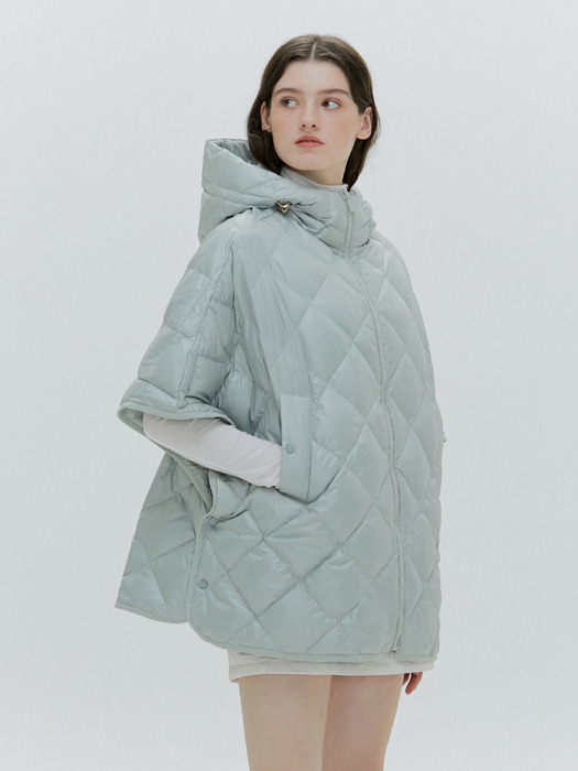 OVERFIT QUILTED GOOSE DOWN PONCHO [3COLOR]