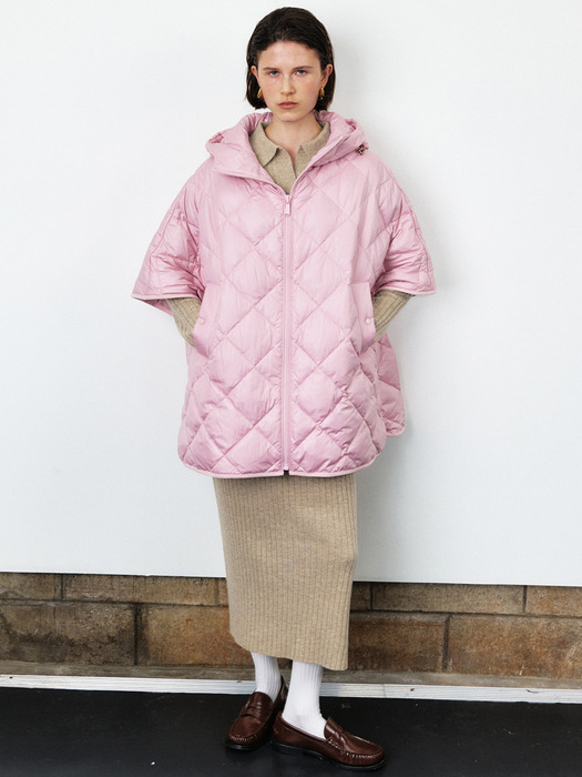 OVERFIT QUILTED GOOSE DOWN PONCHO [5COLORS]