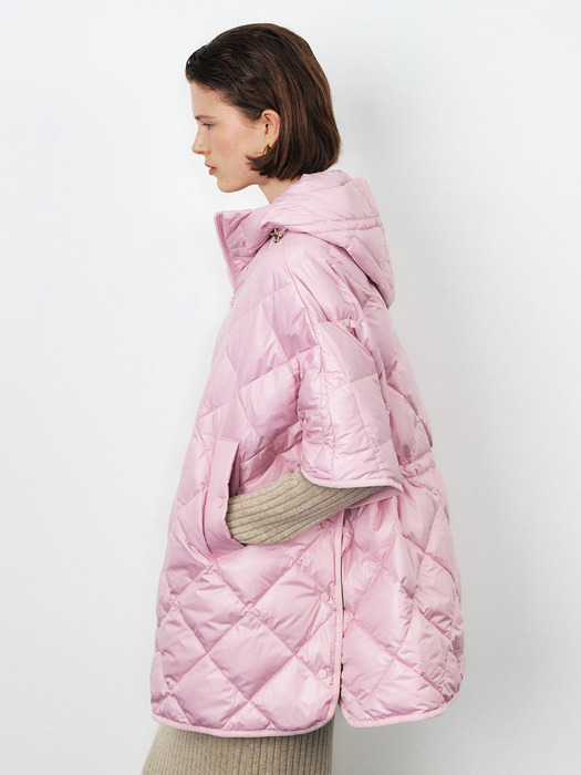 OVERFIT QUILTED GOOSE DOWN PONCHO [5COLORS]