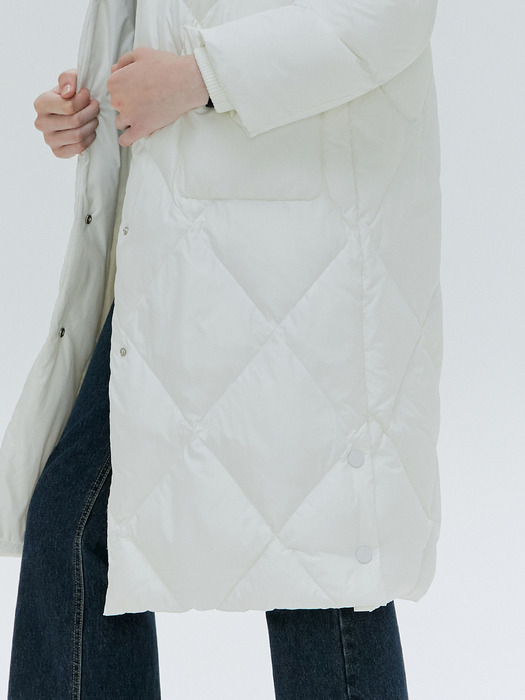 SHEARLING COLLAR GOOSE DOWN LONG COAT [IVORY][BLACK]