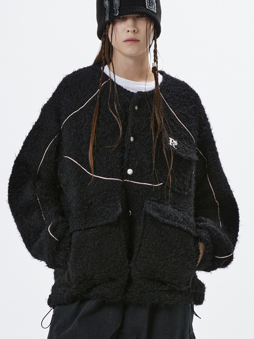 REFLECTIVE LINE FUR JACKET - BLACK