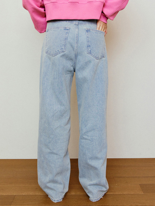 Vintage Pink Denim Pants - Light Blue