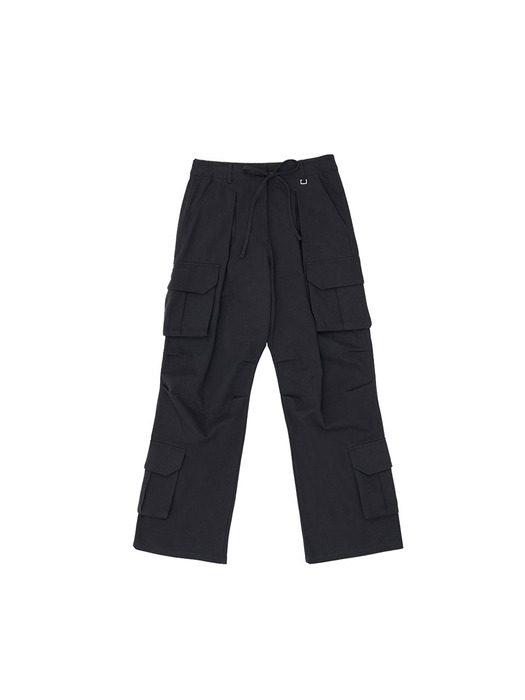 4Cargo Pocket Pintuck Keyring Straight Pants Charcoal