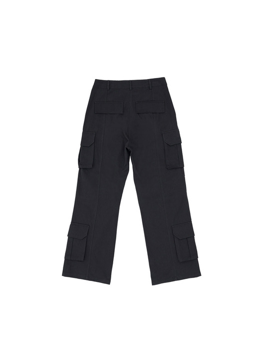 4Cargo Pocket Pintuck Keyring Straight Pants Charcoal