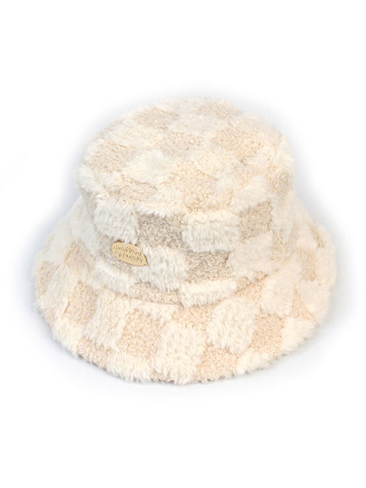 Check Fur Ivory Bucket Hat 버킷햇