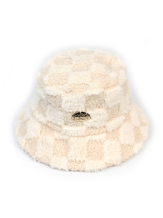 Check Fur Ivory Bucket Hat 버킷햇