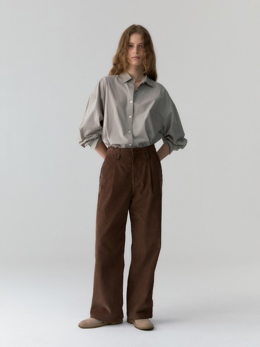 corduroy wide pants - brown