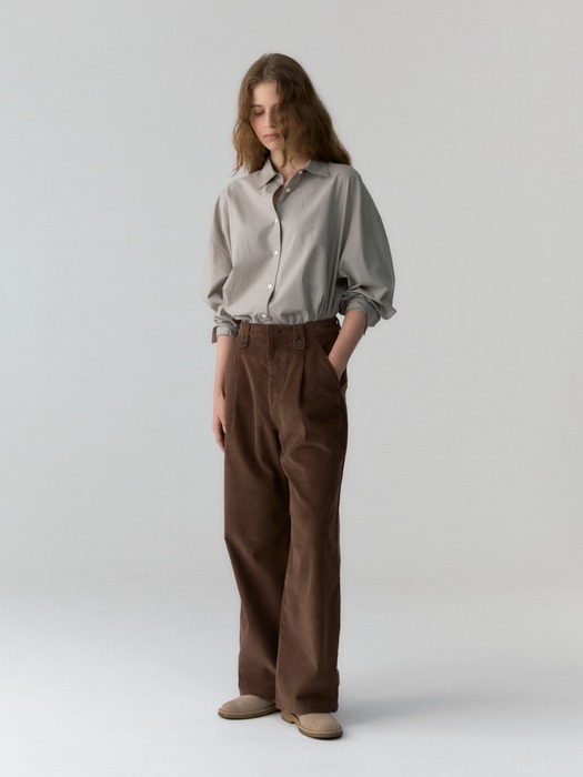 corduroy wide pants - brown