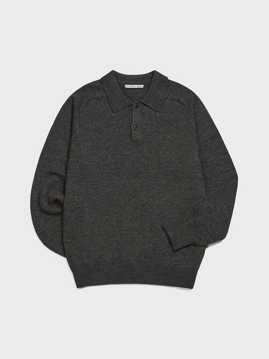 Park Collar Knit Sweater (Charcoal)
