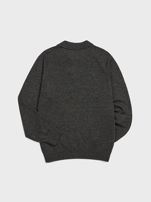 Park Collar Knit Sweater (Charcoal)