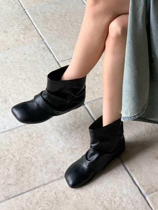 Shirring Ankle Boots_3 Colors