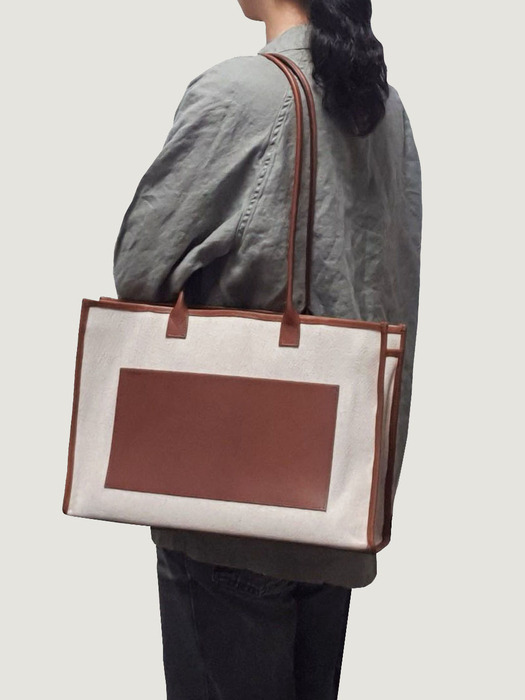 Daily Shopper Oblong (Leather & Canvas) Lsize / Brown