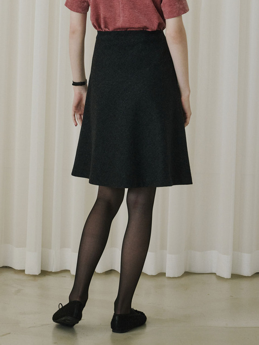 Amy Wool Flare Skirt_Charcoal