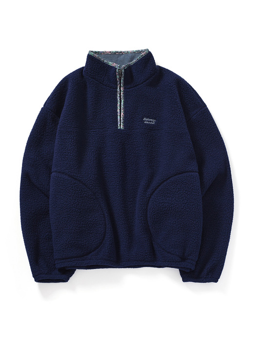 Half Zipup Fleece Anorak_Navy