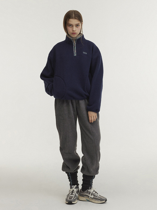 Half Zipup Fleece Anorak_Navy