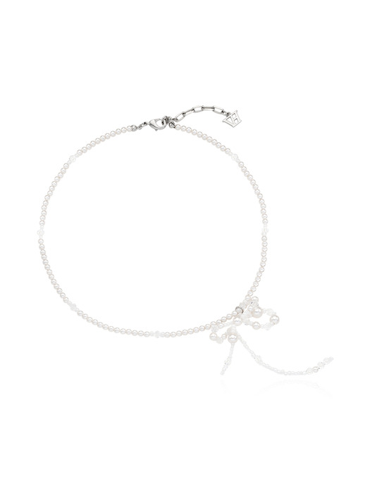 [단독]White Blossom Ribbon Necklace_VH2412NE008M