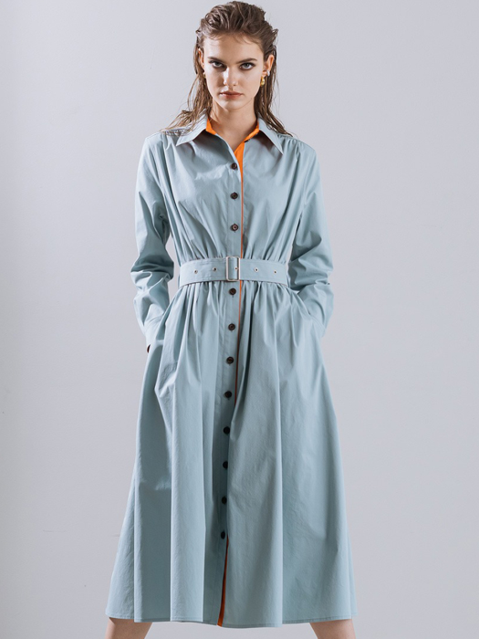 Contrast color trench dress - mint