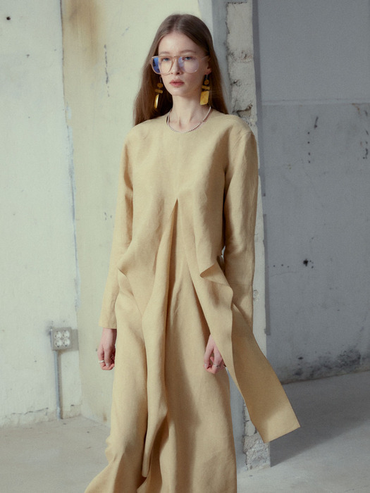 ROBE Drape Dress_Sand Beige