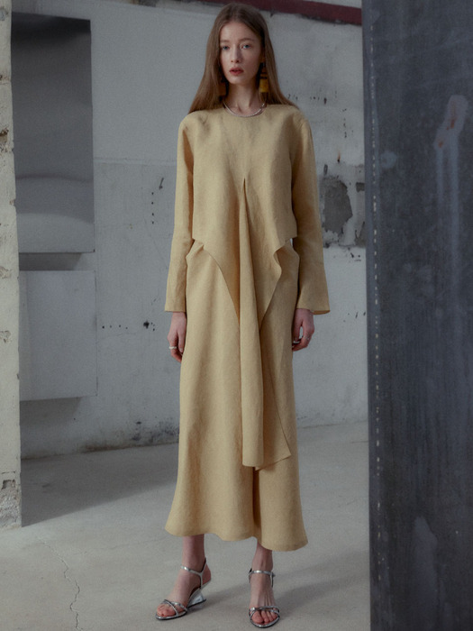 ROBE Drape Dress_Sand Beige