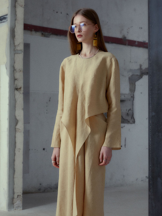 ROBE Drape Dress_Sand Beige